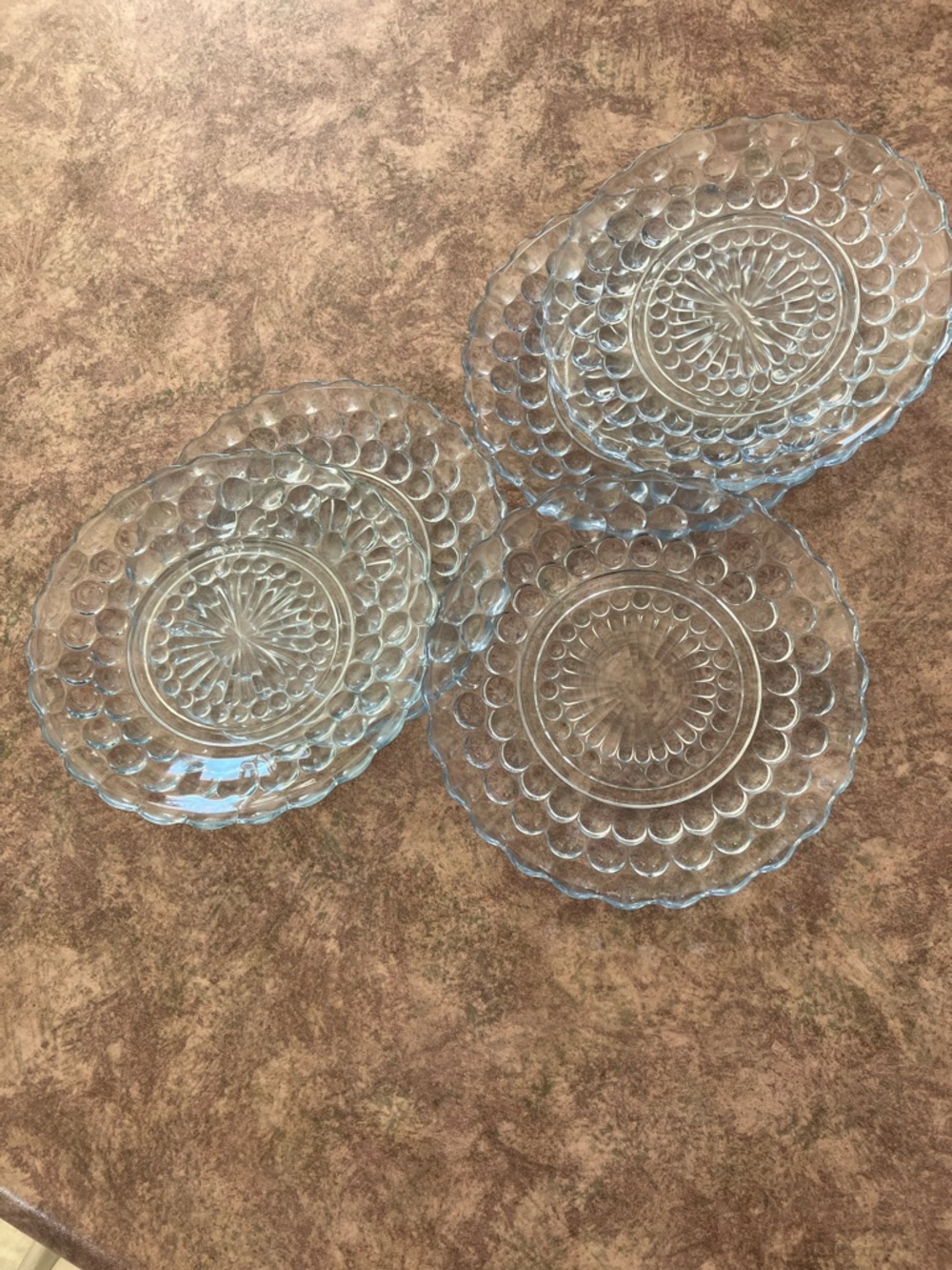 Anchor Hocking Blue Bubble Dessert Plates - Set of 5